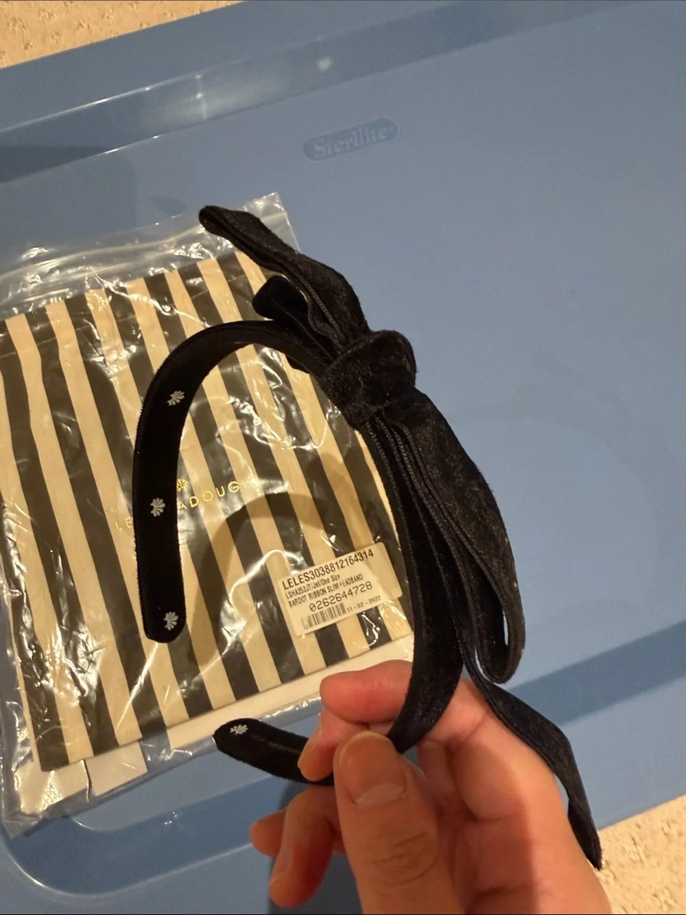 Lele Sadoughi Black Knotted Headband with Small Bow